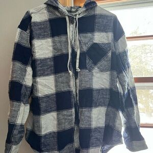 Maurices Navy and Gray Hooded Shirt